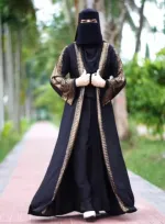 Women's Cherry Koti Abaya Set with Belt and Hijab, Sizes 52 to 56