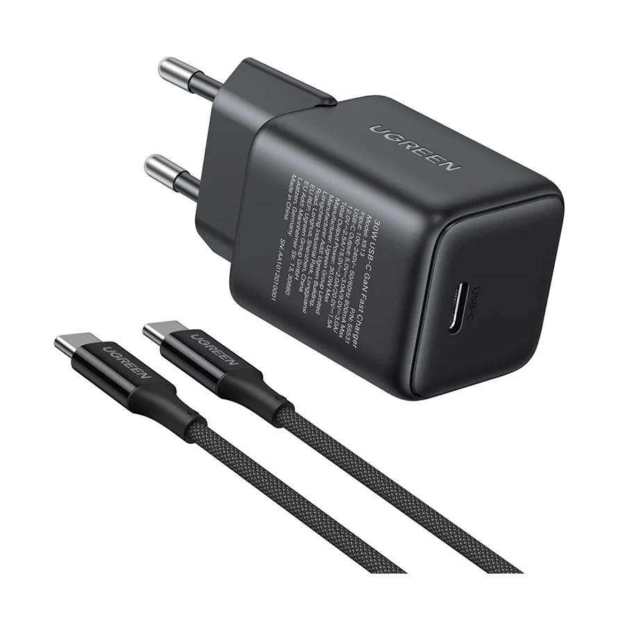 UGREEN X513 30W GaN USB-C Charger with 1m USB-C Cable Black (EU)