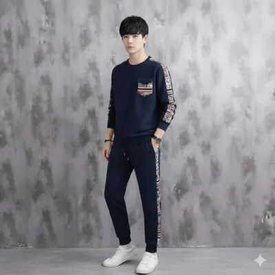 Men's Pure Cotton T-Shirt and Trouser Set, 190 GSM, 2 Colours