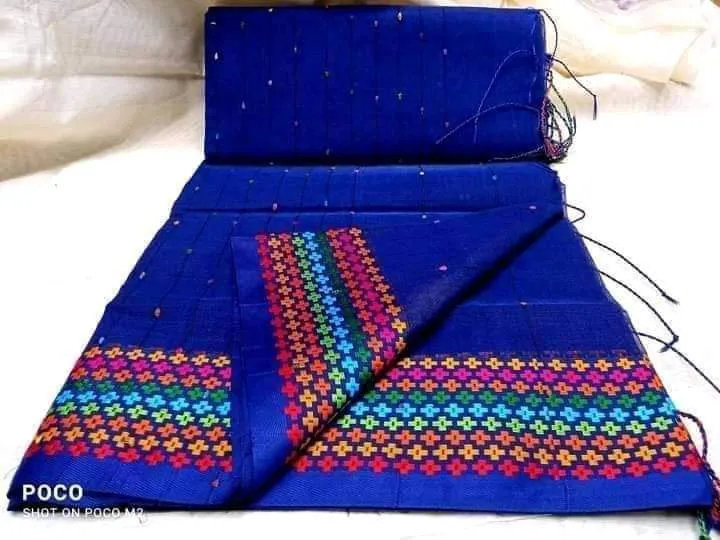 Half Silk Chumki Work Saree, 12 Haath, No Blouse Piece