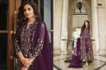 Women's Georgette Embroidered Party Gown, 42 Inch Body, 46 Inch Gown