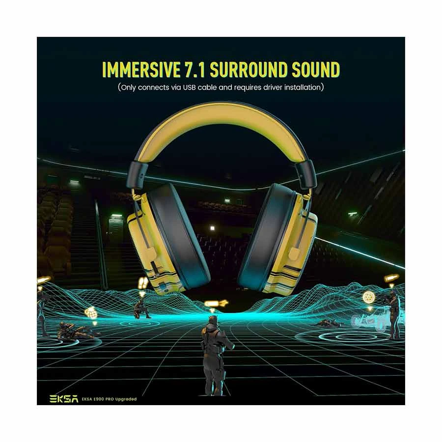 EKSA E900 Pro Yellow Wired Over-Ear Gaming Headphone