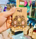Antique Gold Soft Pink Stone & Pearl Drop Earrings