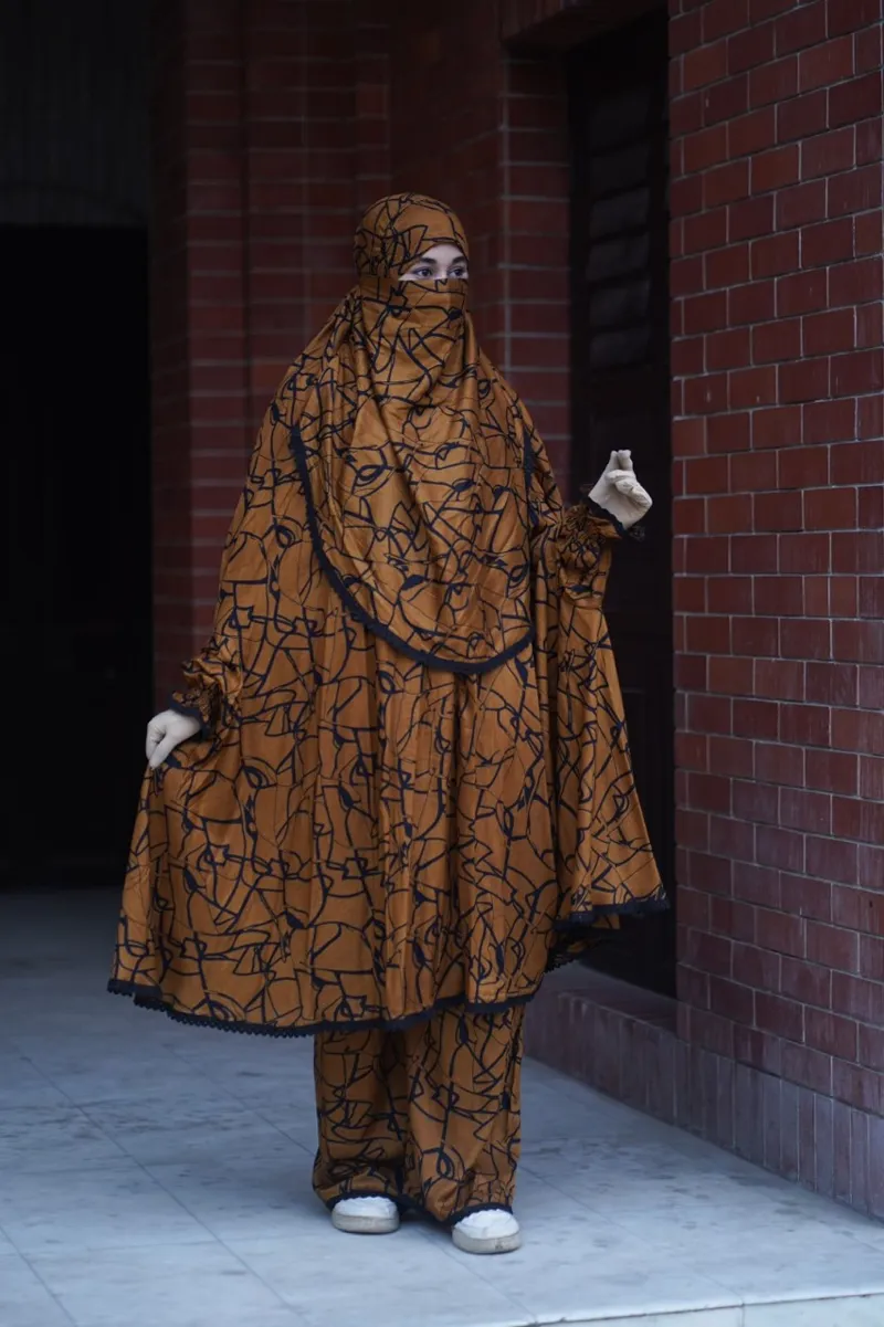 Linen Khimar and Palazzo Set with Niqab, 5 Colours