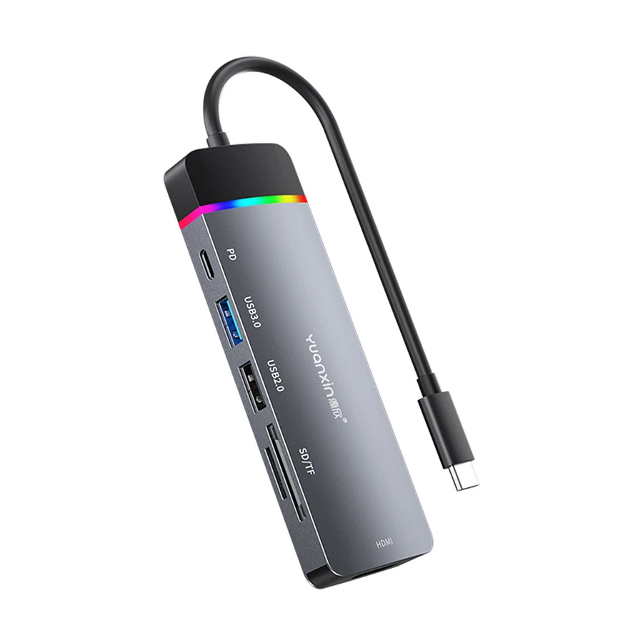 Yuanxin X-32036 USB-C to HDMI, USB 3.0, USB 2.0, TF, SD & PD Hub