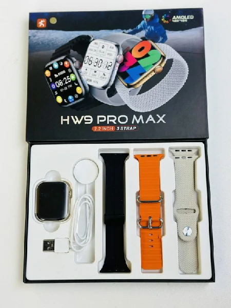 HW9 Pro Max Smart Watch (3 Straps In 1) – Orange Color