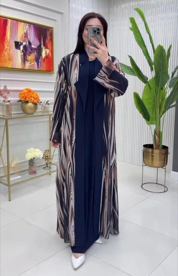Digital Print Koti Borka with Separate Inner, Lengths 52 to 56