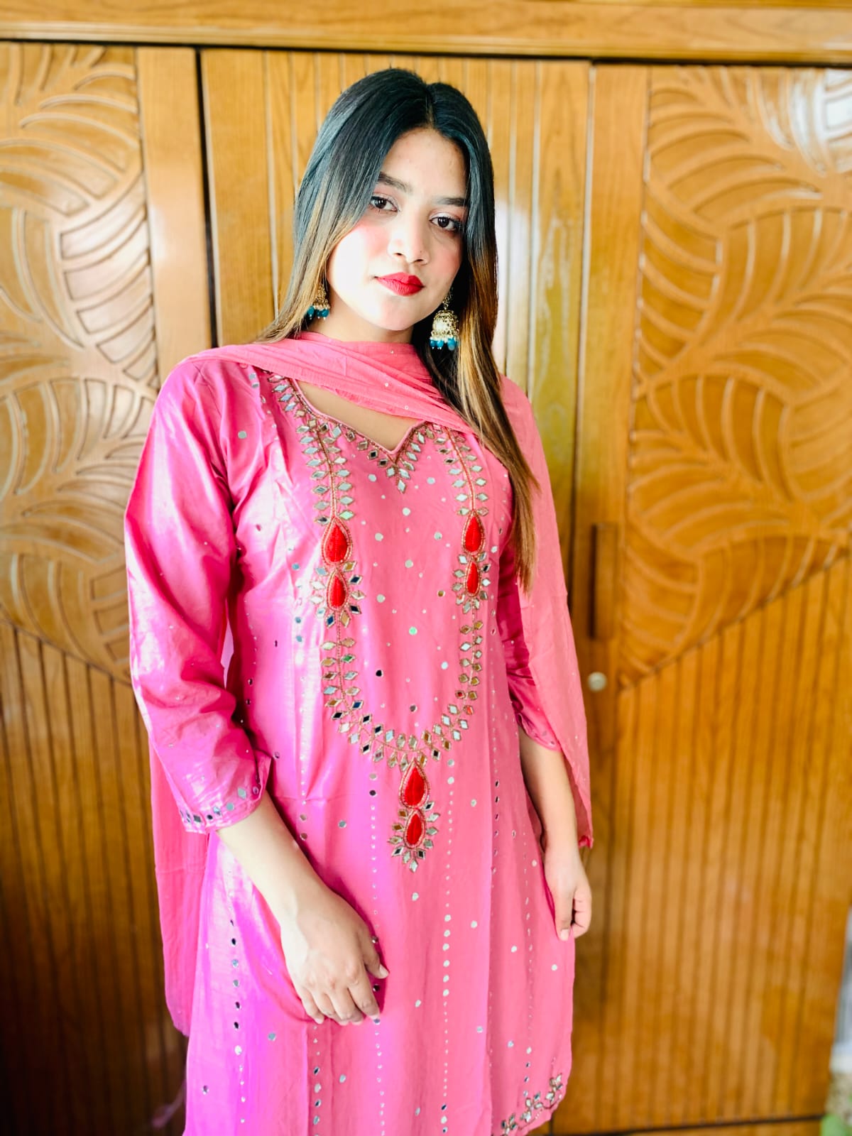 Karchupi AC Cotton Three Piece with Chiffon Georgette Orna