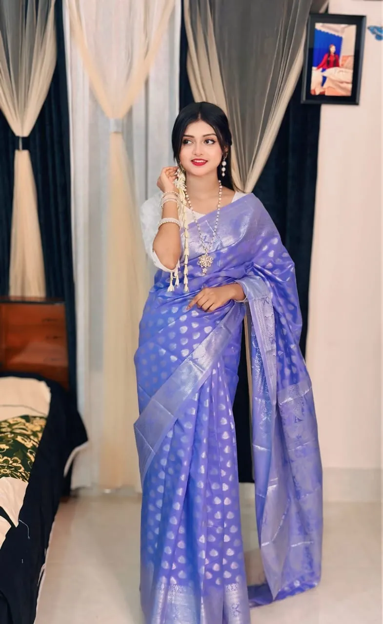 Soft Silk Katan Festive Saree with Intricate Buti, No Blouse