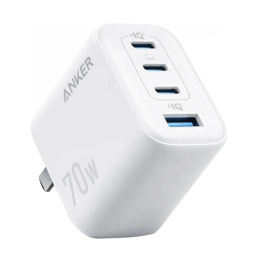 Anker Zolo 70W GaN USB & Tri USB-C White Charger (2 Pin, US)