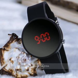 LED Displays Digital Watch with Silicon Strep for Men-Black