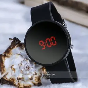 LED Displays Digital Watch with Silicon Strep for Men-Black