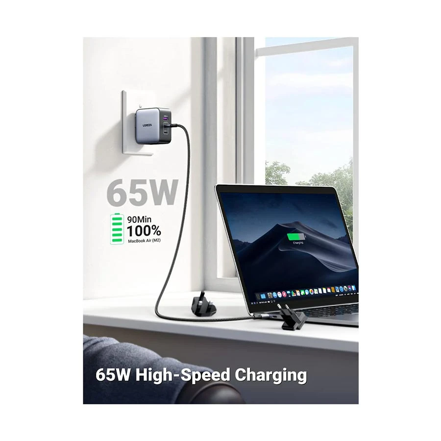 UGREEN CD296 65W GaN PD Dual USB-C & USB Charger Black