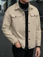 Men's Winter Shacket Jacket, Shirt-Style Cut, Sizes M to XL