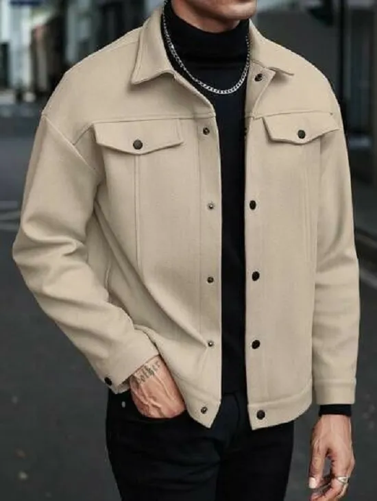 Men's Winter Shacket Jacket, Shirt-Style Cut, Sizes M to XL