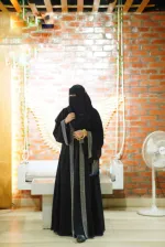 Stone Work Borka with Attached Koti and Hijab, Body 36 to 46