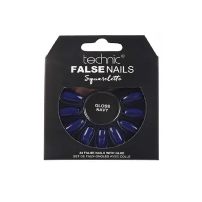 Technic Squareletto 24 False Nails With Glue - Gloss Navy (China)