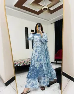Women's Pure Cotton Embroidered Three Piece, 6 Colours