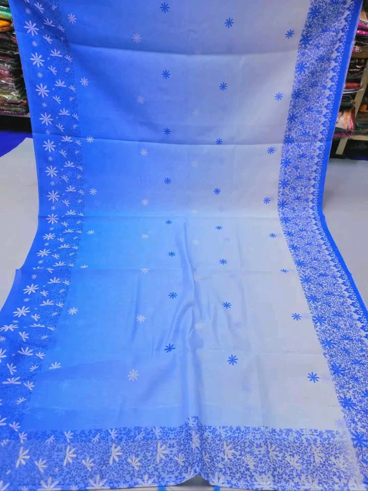 Gradient Chanderi Silk Saree with Flower Print, 4 Colours