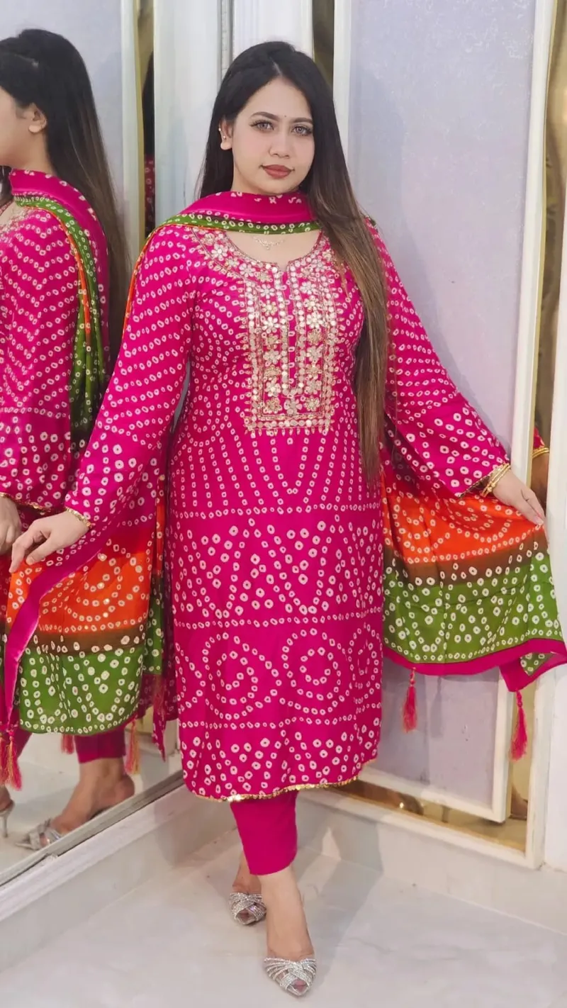 Chunri Boutique Three Piece in Printed Cotton Silk