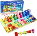 Six In One Logarithmic Board-Activity Toys- Color, Count, Fishing, Shape, Number and Basic Math