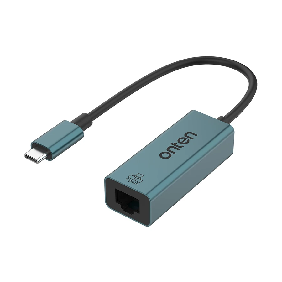 Onten OTN-9598 USB Type-C Male to LAN Female Crystal Teal Converter