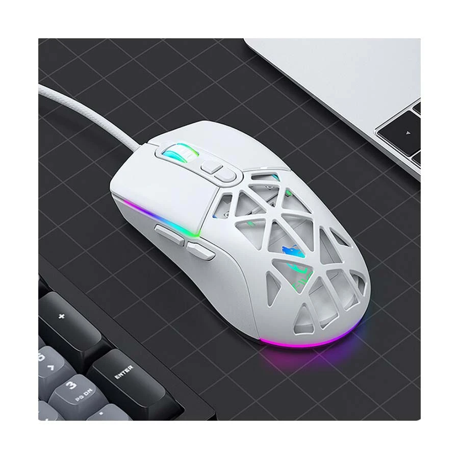 T-Wolf G520 RGB Wired White Gaming Mouse