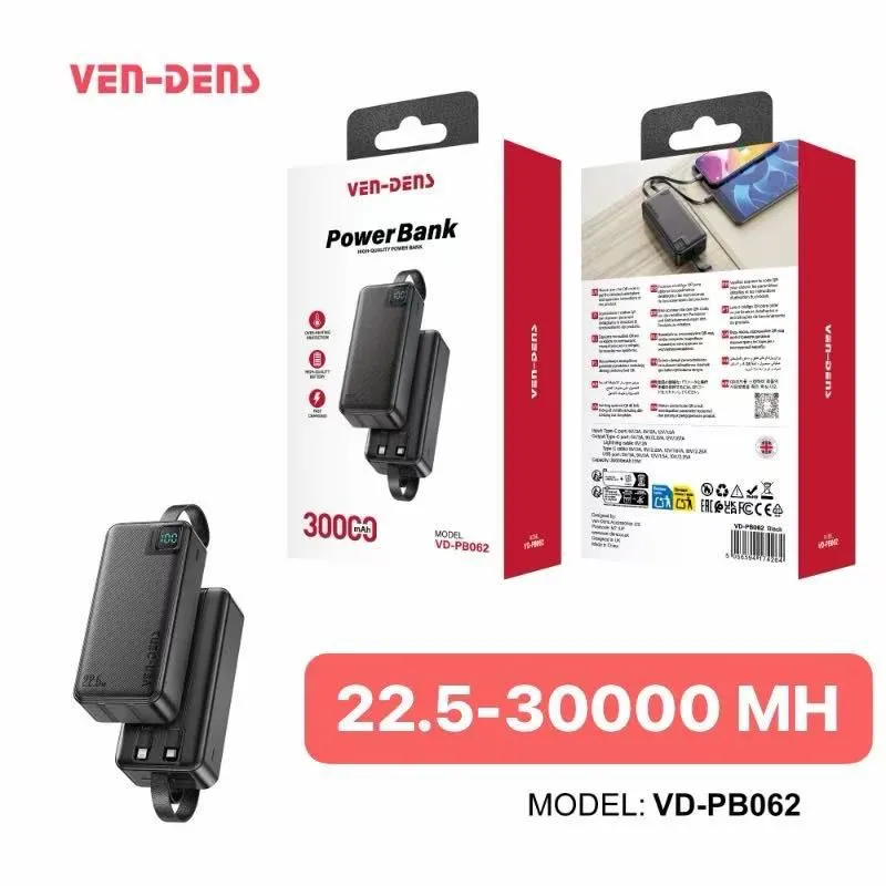 VEN-DENS 30000mAh Fast Charging Power Bank (VD-PB062)