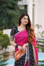 Adhuri Cherry Silk Saree with Tassels and Blouse Piece