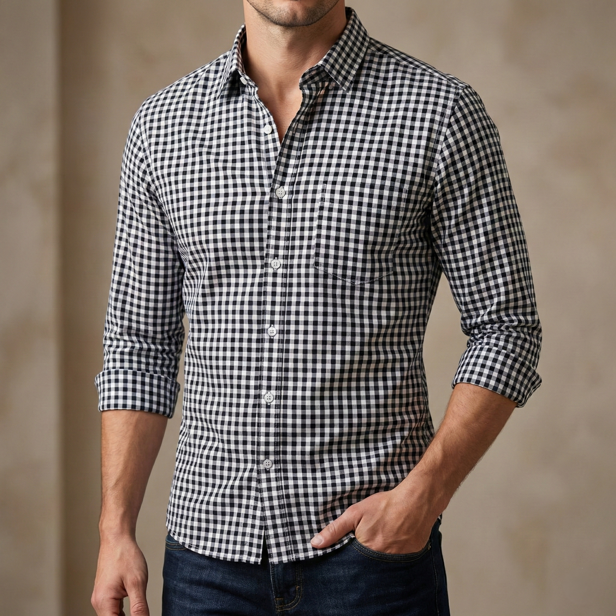 Mens long sleeve Grameen check shirt