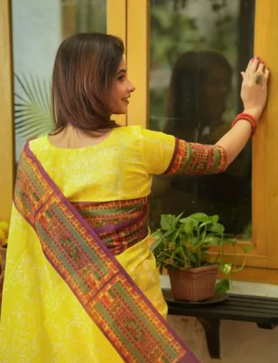 Screen Printed Half Silk Saree for Women, Saree Only