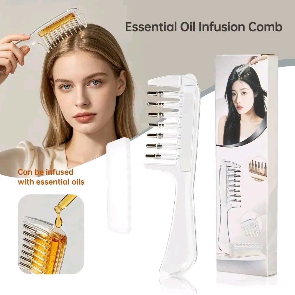 Hair Oil Applicator Comb with Oil Reservoir and Massage Teeth