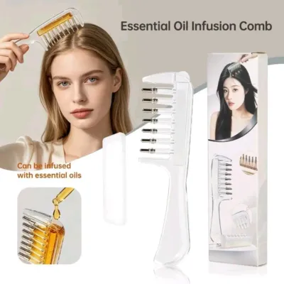 Hair Oil Applicator Comb with Oil Reservoir and Massage Teeth