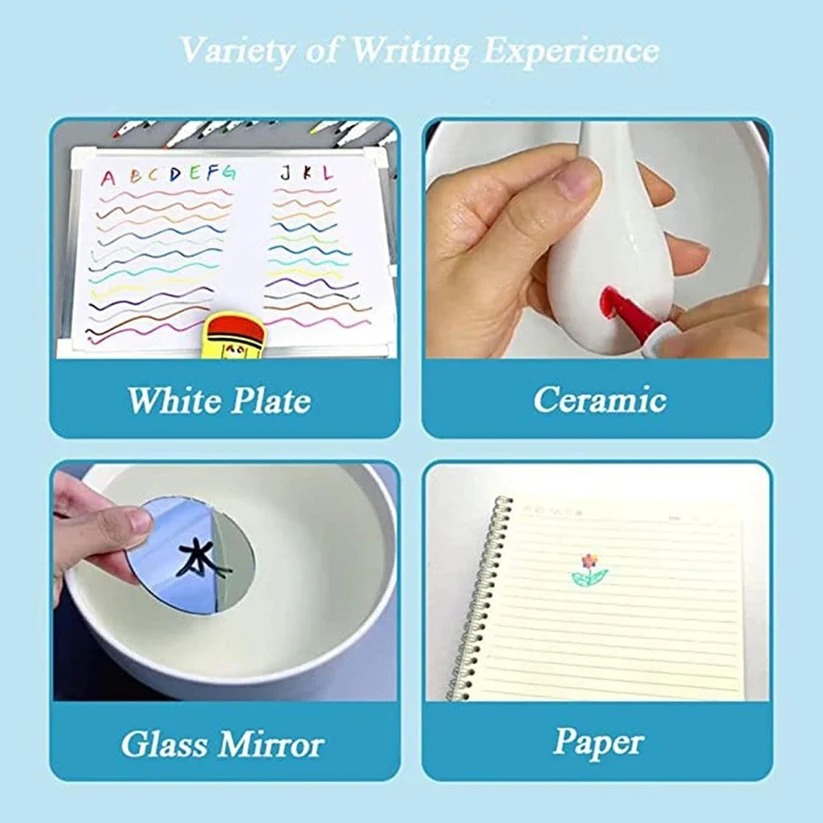 Colorful Magical Water Painting Whiteboard Markers – Magic Floating Ink Pens for Water Art & Ceramic Spoon Painting, Safe Non-Toxic Quick-Drying DIY Educational Art Toys for Kids