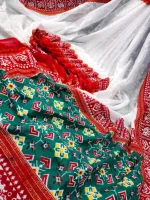 Half Silk Jamdani Print Saree for Puja, 6 Colours