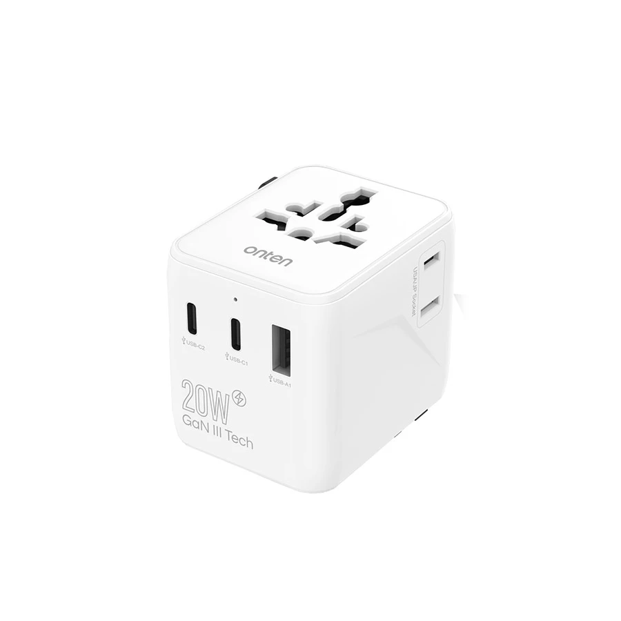 Onten OTN-CW82 20W Dual USB-C & USB Universal Travel Charger White