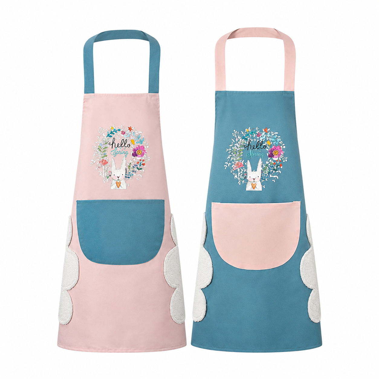 Waterproof & Oil-Resistant Kitchen Apron – Cooking Apron with Absorbent Hand Towels & Large Pocket for Cooking, Baking & Cleaning