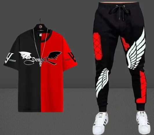 Men's Mesh Fabric Tee and Full Pant Two-Piece Set, 5 Colours