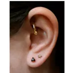 tiny crystal triangle earrings | black Nose pin