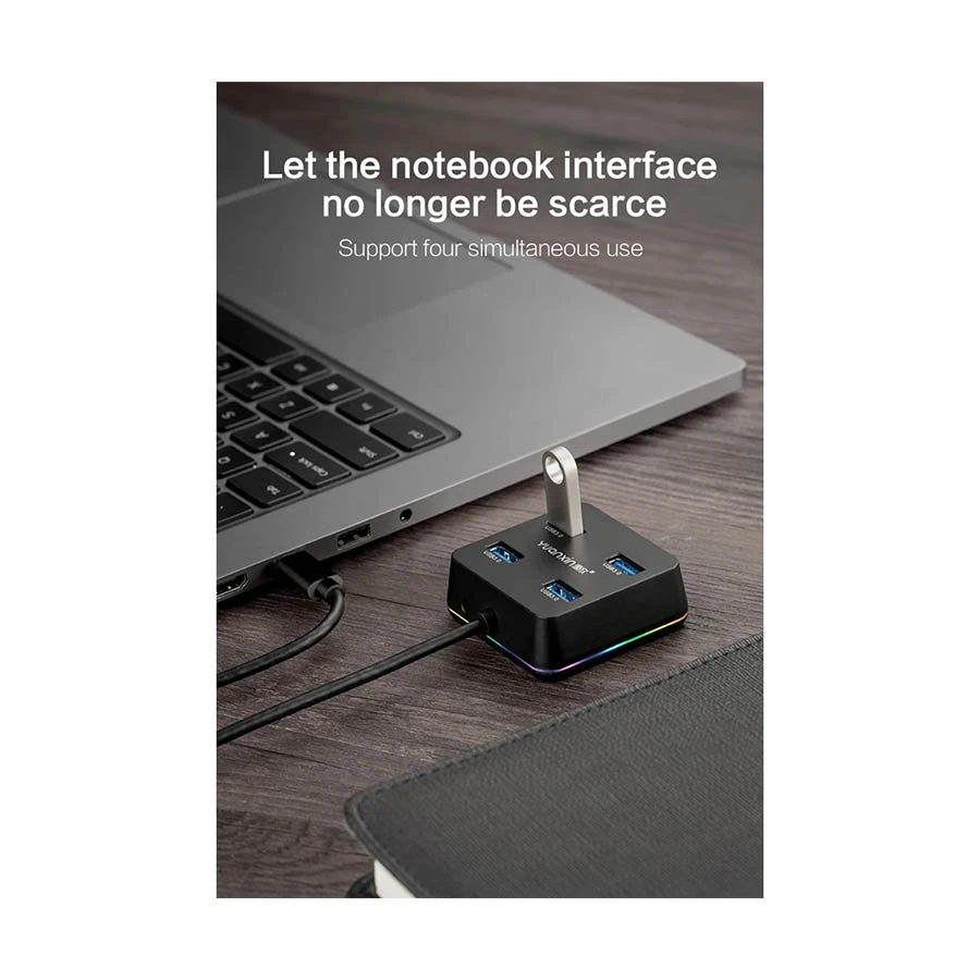 Yuanxin X-3205T USB-C to Quad USB Hub, Black