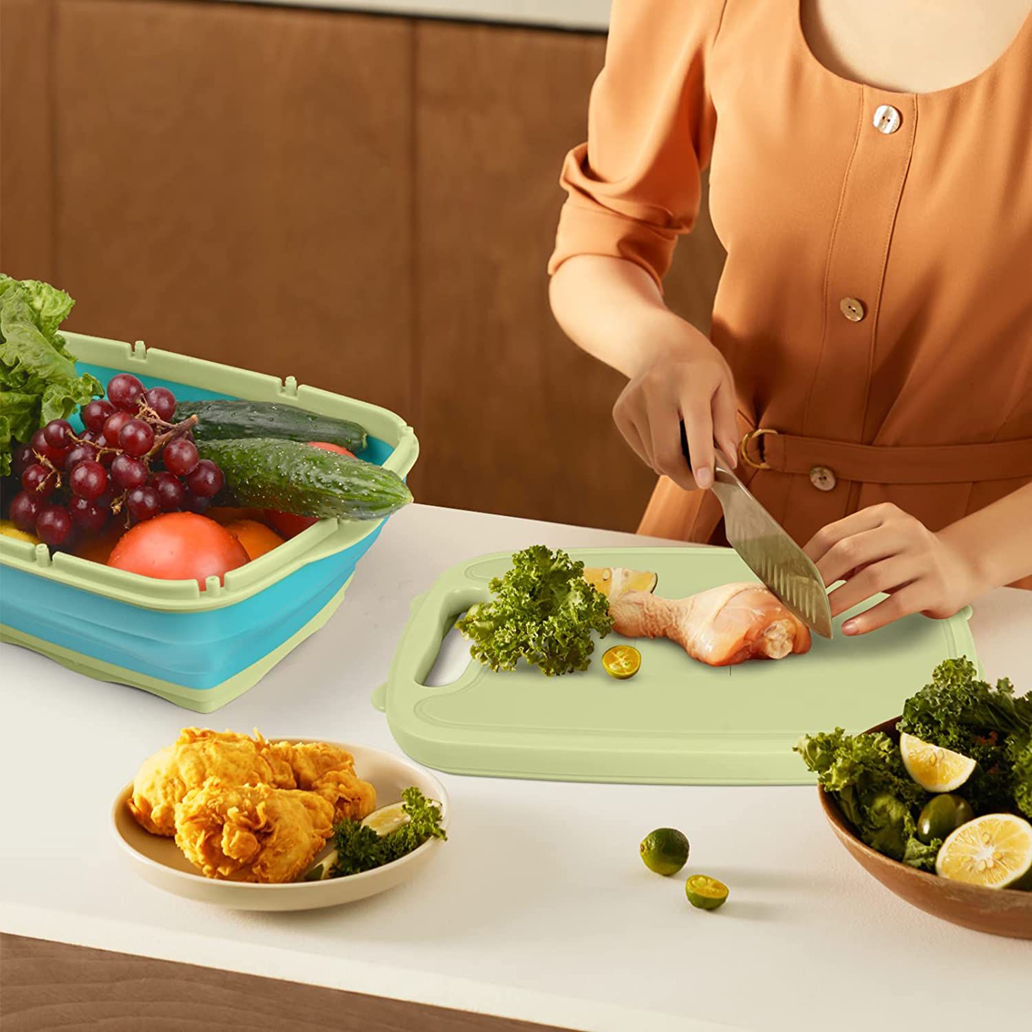 9-in-1 Foldable Silicon Chopping Board set