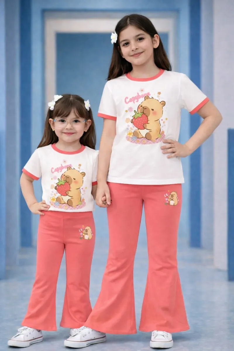Kids' Half Sleeve Cotton Tee and Pant Set, Six Sizes, 6 Colours
