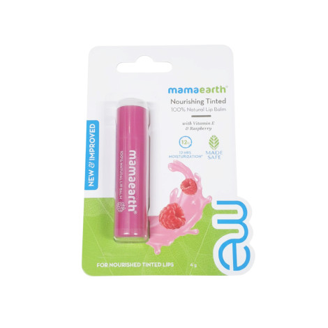 Mamaearth Nourishing Tinted 100% Natural Lip Balm With Vitamin E And Raspberry 4g (India)