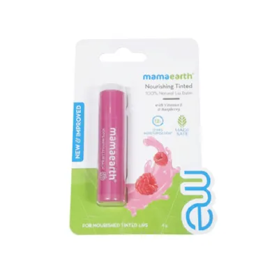 Mamaearth Nourishing Tinted 100% Natural Lip Balm With Vitamin E And Raspberry 4g (India)