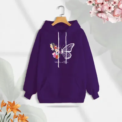Premium Comfortable (Butterflies & Flowers) Ladies winter hoodie