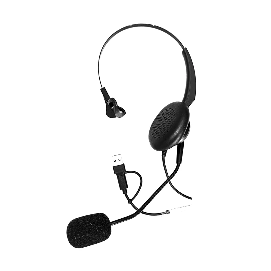 Inbertec UB200T Wired USB & USB-C ENC Mono Professional Headphone