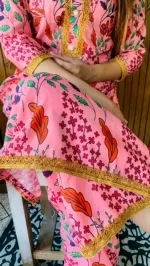Women's Dola Silk Two Piece with 44 Inch Kameez and Lace Work