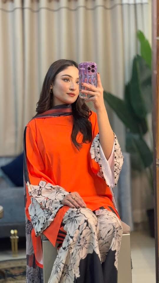 Women's Cotton Silk Three Piece in Digital Print, 5 Colours