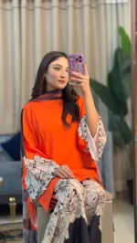 Women's Cotton Silk Three Piece in Digital Print, 5 Colours