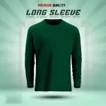 Men's Full Sleeve Solid T-Shirt- Green